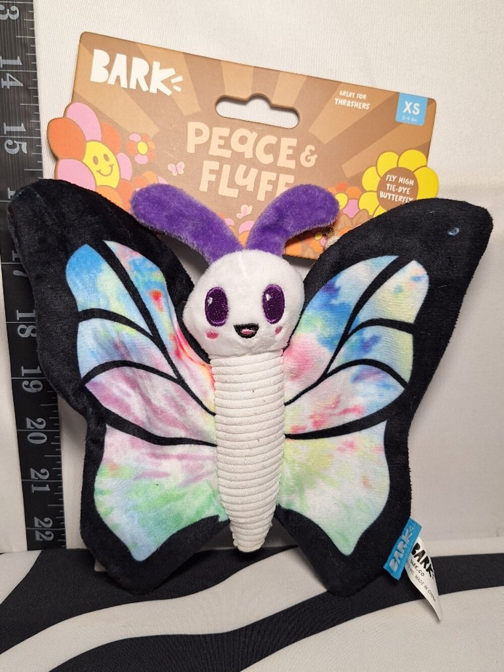 NWT Bark Fly High Tie Dye Butterfly Dog Toy XS